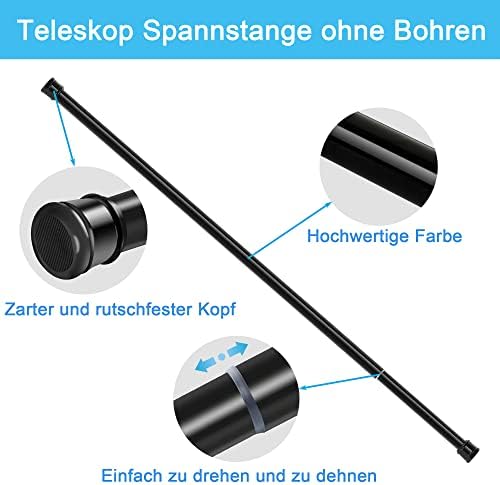 Vorhangstange ohne Bohren – Teleskop Spannstange für Badezimmer & Fenster 73-145CM, weiß, stabil & flexibel