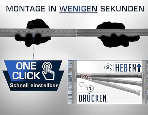 MEISENBERG Gardinenstange ohne Bohren 210-260cm – Robuste Teleskopstange in Matt Schwarz für Vorhänge und Raumteiler