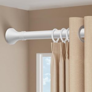 Gardinenstange ohne Bohren – Ausziehbare Edelstahl-Stange 40-500cm für Badezimmer, Schlafzimmer & Balkon (Weiß, 410-500c