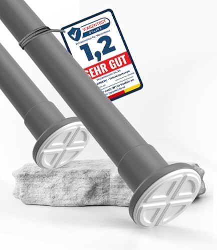 MEISENBERG Gardinenstange ohne Bohren 210-260cm – Robuste Teleskopstange in Matt Schwarz für Vorhänge und Raumteiler