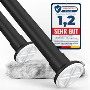 MEISENBERG Gardinenstange ohne Bohren 210-260cm – Robuste Teleskopstange in Matt Schwarz für Vorhänge und Raumteiler