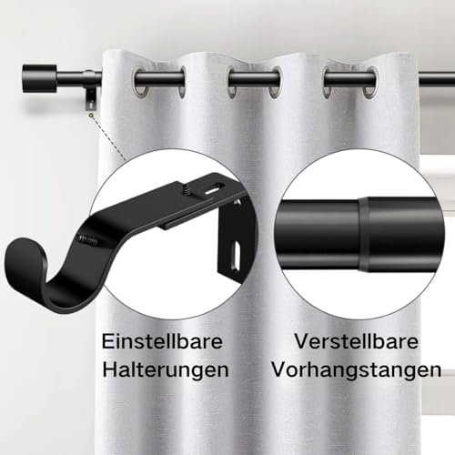 Ausziehbare Vorhangstange von – Verstellbare Gardinenstange für Schlafzimmer, Wohnzimmer, Küche (72-155CM Φ25mm)
