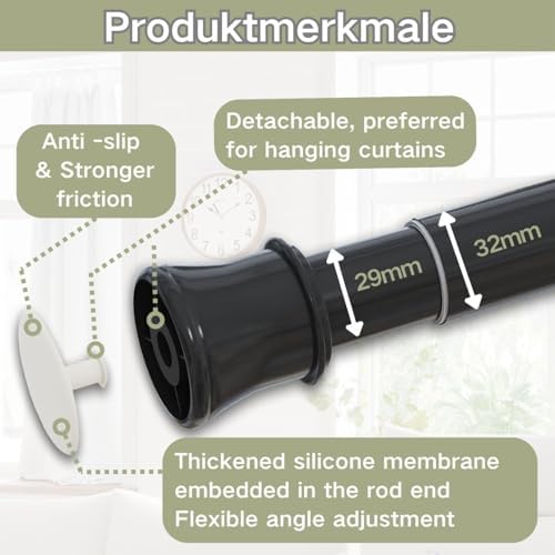 Klemmende Vorhangstange von – Verstellbare Teleskopstange ohne Bohren, ideal für Gardinen, Trennwände und Balkone 65-85