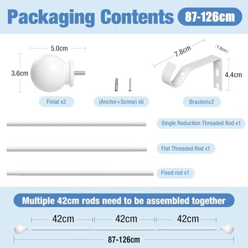 Gardinenstange ohne Bohren von – Ausziehbare Vorhangstange 76-228 cm in Schwarz Matt für einfache Montage und stilvolle