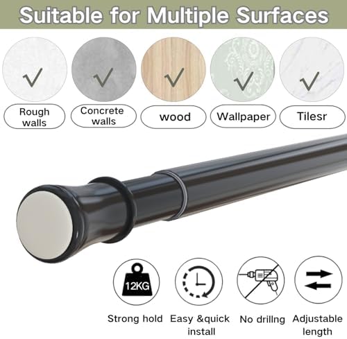 Klemmende Vorhangstange von – Verstellbare Teleskopstange ohne Bohren, ideal für Gardinen, Trennwände und Balkone 65-85