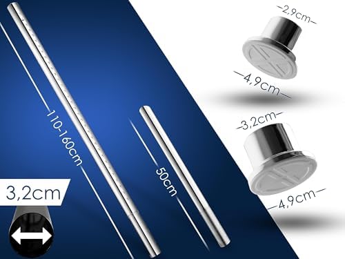 MEISENBERG Gardinenstange ohne Bohren 210-260cm – Robuste Teleskopstange in Matt Schwarz für Vorhänge und Raumteiler