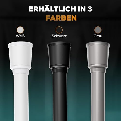 MEISENBERG Teleskopstange zum Klemmen 270-320 cm - Ausziehbare Gardinenstange ohne Bohren für Fenster und Küche in Weiß