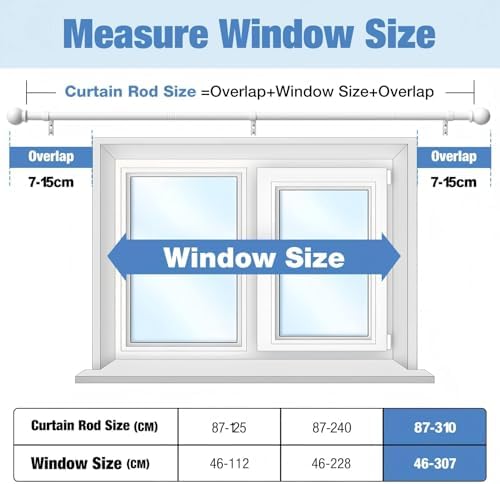 Gardinenstange ohne Bohren von – Ausziehbare Vorhangstange 76-228 cm in Schwarz Matt für einfache Montage und stilvolle