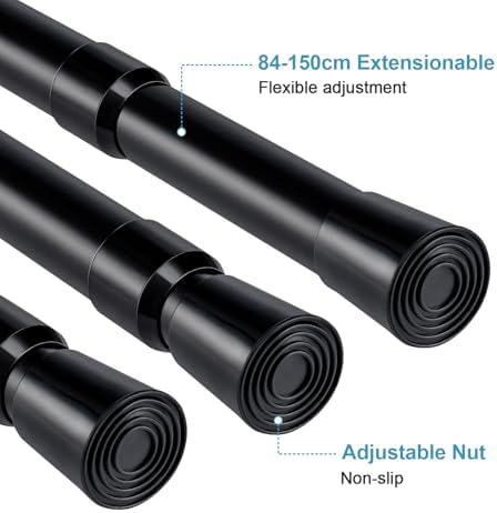 Gardinenstange ohne Bohren 103-190CM, Teleskopvorhangstange für Fenster, Badezimmer & Schrank – Einfache Montage in Weiß