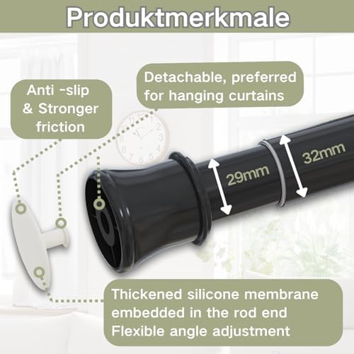 Klemmende Vorhangstange von – Verstellbare Teleskopstange ohne Bohren, ideal für Gardinen, Trennwände und Balkone 65-85