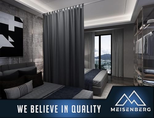 MEISENBERG Gardinenstange ohne Bohren 210-260cm – Robuste Teleskopstange in Matt Schwarz für Vorhänge und Raumteiler