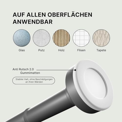 MEISENBERG Teleskopstange ohne Bohren - Multifunktionale Vorhangstange für Fenster und Küche (70-120cm) - Weiß, Ø 25 mm