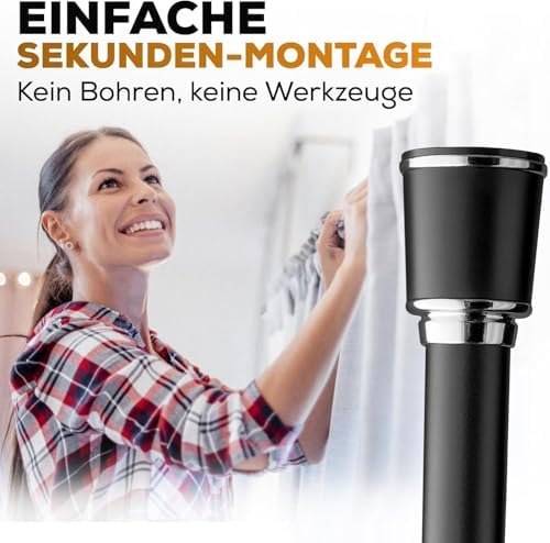 MEISENBERG Klemmstange 320-370cm, Weiß Ø 32mm – Vorhangstange ohne Bohren für Fenster & Dusche