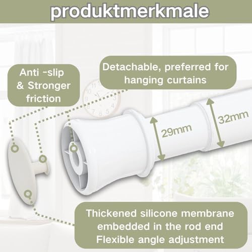 Klemmende Vorhangstange von – Verstellbare Teleskopstange ohne Bohren, ideal für Gardinen, Trennwände und Balkone 65-85
