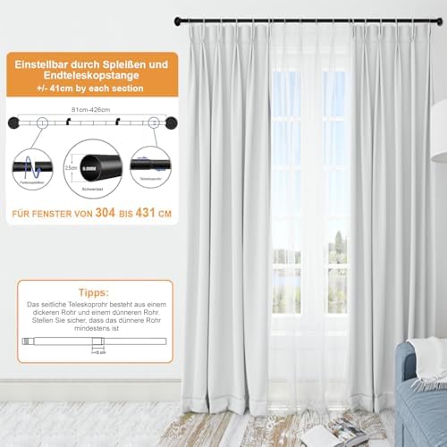 LUXFEN 1 Zoll Industrielle Gardinenstange 81-122cm – Rustikale Outdoor Deko für Fenster & Raumteiler, Schwarz