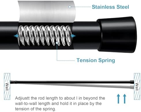 Gardinenstange ohne Bohren 103-190CM, Teleskopvorhangstange für Fenster, Badezimmer & Schrank – Einfache Montage in Weiß
