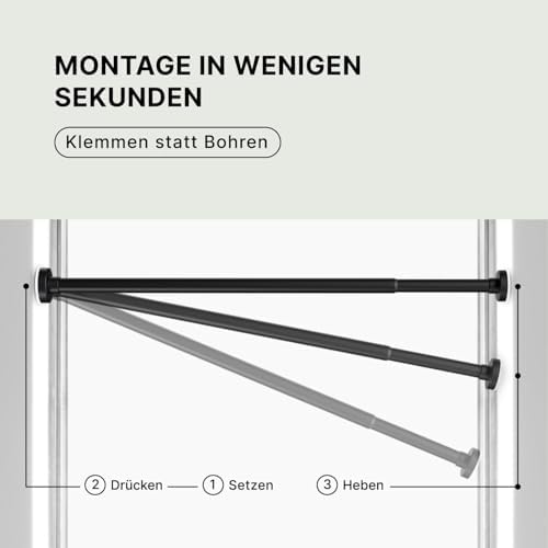 MEISENBERG Teleskopstange ohne Bohren - Multifunktionale Vorhangstange für Fenster und Küche (70-120cm) - Weiß, Ø 25 mm