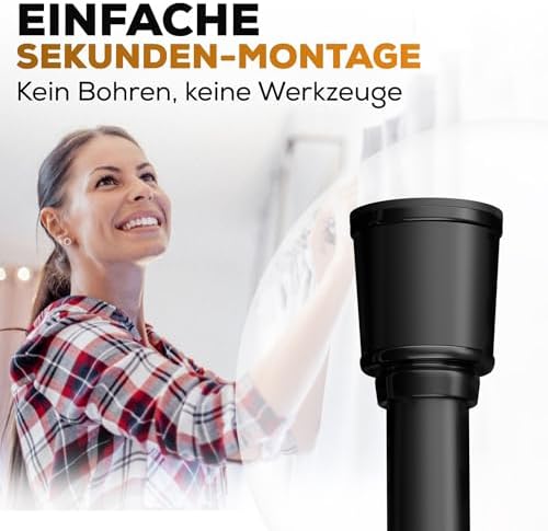 MEISENBERG Teleskopstange zum Klemmen 270-320 cm - Ausziehbare Gardinenstange ohne Bohren für Fenster und Küche in Weiß