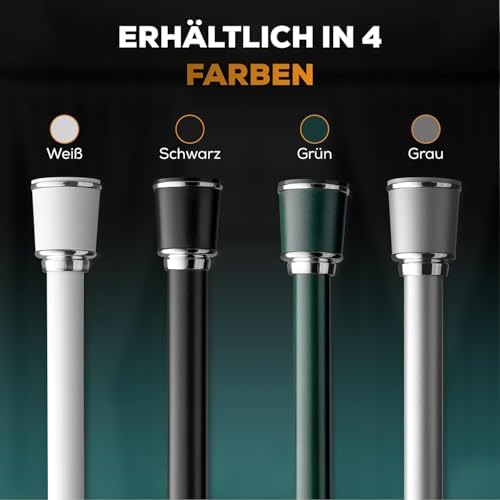 MEISENBERG Klemmstange 320-370cm, Weiß Ø 32mm – Vorhangstange ohne Bohren für Fenster & Dusche