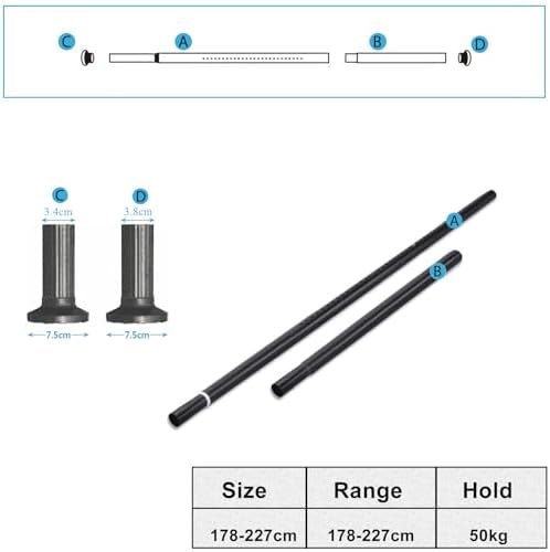 Teleskopstange ohne Bohren von – Ausziehbare Edelstahl Duschvorhangstange für große Fenster und Duschräume (Weiß, 228-2