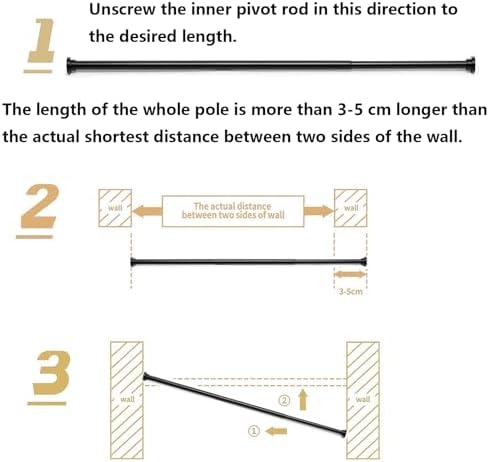 Gardinia Gardinenstange ohne Bohren, einstellbar für Duschvorhang & Schrank (72-145cm, φ25mm, Weiß)