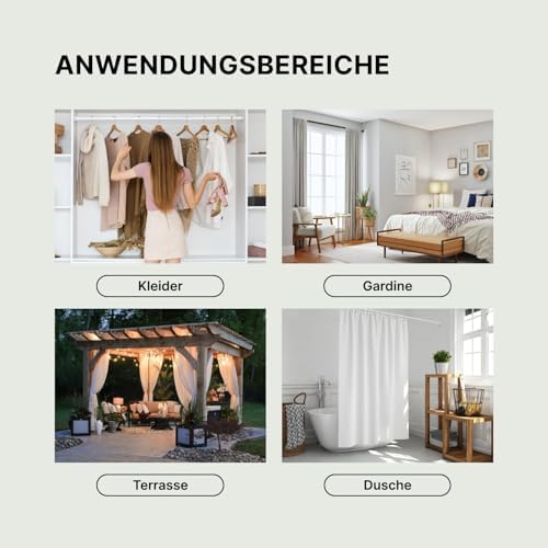 MEISENBERG Gardinenstange ohne Bohren 210-260cm – Robuste Teleskopstange in Matt Schwarz für Vorhänge und Raumteiler