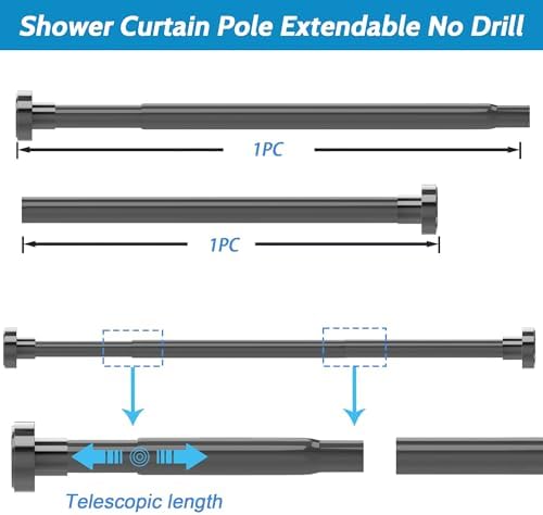 Gardinenstange ohne Bohren von - Verstellbare Teleskopstange für Dusche und Fenster, 62-85CM