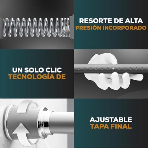 MEISENBERG Klemmstange 320-370cm, Weiß Ø 32mm – Vorhangstange ohne Bohren für Fenster & Dusche