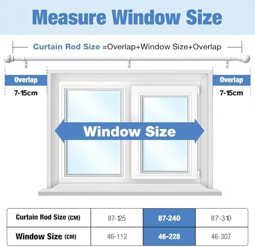 Gardinenstange ohne Bohren von – Ausziehbare Vorhangstange 76-228 cm in Schwarz Matt für einfache Montage und stilvolle