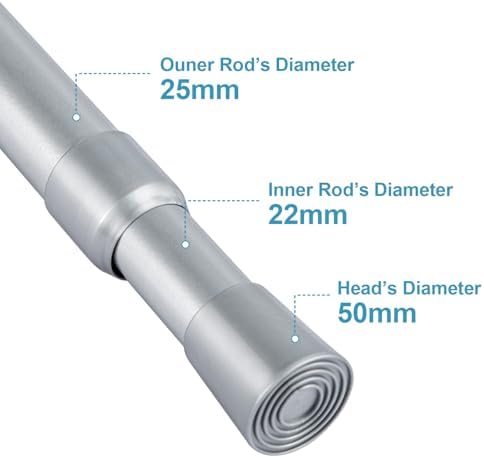 Gardinenstange ohne Bohren 103-190CM, Teleskopvorhangstange für Fenster, Badezimmer & Schrank – Einfache Montage in Weiß