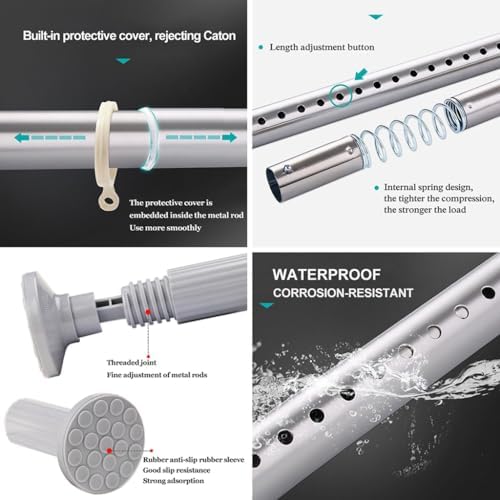 Teleskopstange Schwarz 328-377 cm – No-Drill Vorhangstange für Badezimmer, Schlafzimmer & große Fenster