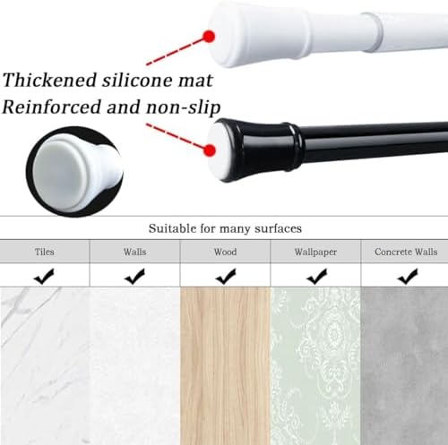 Klemmende Vorhangstange von – Verstellbare Teleskopstange ohne Bohren, ideal für Gardinen, Trennwände und Balkone 65-85