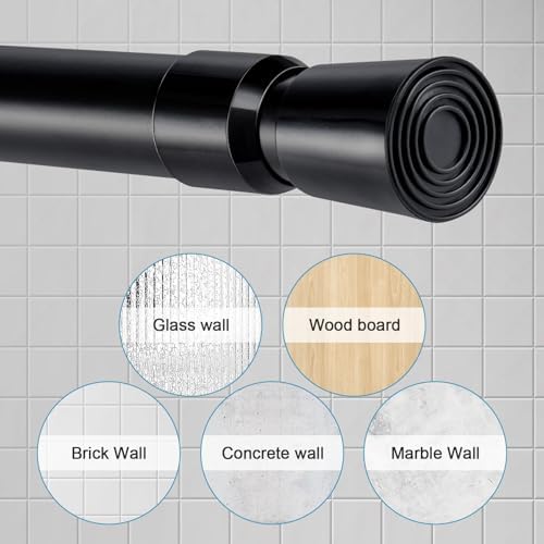 Gardinenstange ohne Bohren 103-190CM, Teleskopvorhangstange für Fenster, Badezimmer & Schrank – Einfache Montage in Weiß