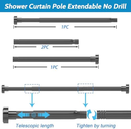 Gardinenstange ohne Bohren von - Verstellbare Teleskopstange für Dusche und Fenster, 62-85CM