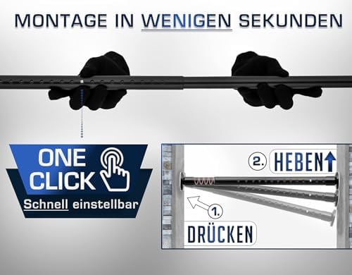 MEISENBERG Gardinenstange ohne Bohren 210-260cm – Robuste Teleskopstange in Matt Schwarz für Vorhänge und Raumteiler
