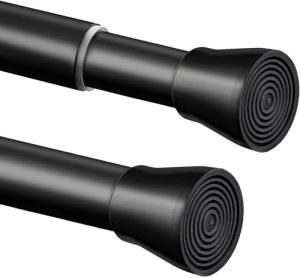 Edelstahl Duschstange ohne Bohren – Einstellbare Teleskopstange für Badezimmer & Balkon, 72-145cm, Schwarz