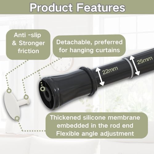 Klemmende Vorhangstange von – Verstellbare Teleskopstange ohne Bohren, ideal für Gardinen, Trennwände und Balkone 65-85