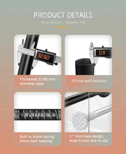 Teleskopstange Schwarz 328-377 cm – No-Drill Vorhangstange für Badezimmer, Schlafzimmer & große Fenster