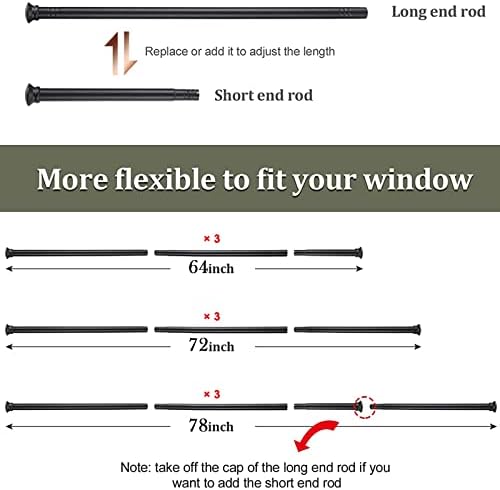 Mattschwarze Edelstahl Gardinenstange 71-472 cm mit Teetassendeckel Halterungen für stilvolle Schlafzimmerdekoration