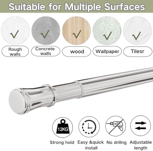 Klemmende Vorhangstange von – Verstellbare Teleskopstange ohne Bohren, ideal für Gardinen, Trennwände und Balkone 65-85