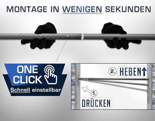 MEISENBERG Gardinenstange ohne Bohren 210-260cm – Robuste Teleskopstange in Matt Schwarz für Vorhänge und Raumteiler