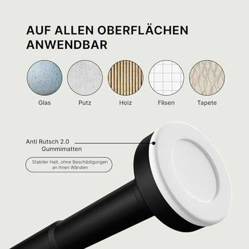 MEISENBERG Teleskopstange ohne Bohren - Multifunktionale Vorhangstange für Fenster und Küche (70-120cm) - Weiß, Ø 25 mm