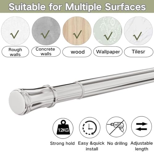 Klemmende Vorhangstange von – Verstellbare Teleskopstange ohne Bohren, ideal für Gardinen, Trennwände und Balkone 65-85