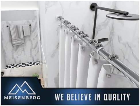 MEISENBERG Gardinenstange ohne Bohren 210-260cm – Robuste Teleskopstange in Matt Schwarz für Vorhänge und Raumteiler