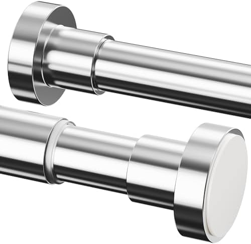 Gardinia Gardinenstange ohne Bohren, einstellbar für Duschvorhang & Schrank (72-145cm, φ25mm, Weiß)