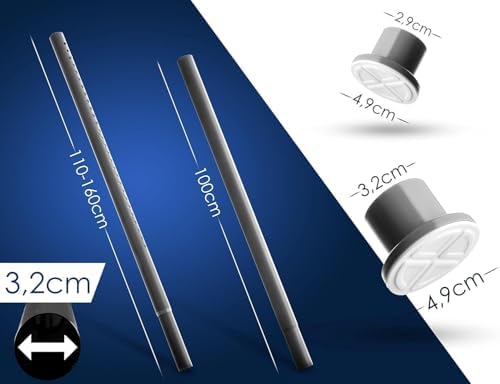 MEISENBERG Gardinenstange ohne Bohren 210-260cm – Robuste Teleskopstange in Matt Schwarz für Vorhänge und Raumteiler