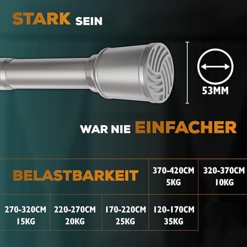 MEISENBERG Teleskopstange zum Klemmen 270-320 cm - Ausziehbare Gardinenstange ohne Bohren für Fenster und Küche in Weiß