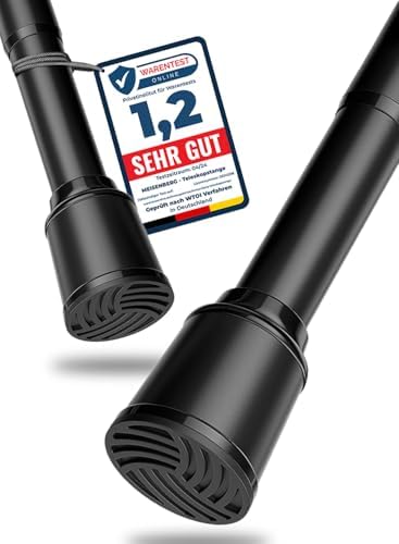 MEISENBERG Teleskopstange zum Klemmen 270-320 cm - Ausziehbare Gardinenstange ohne Bohren für Fenster und Küche in Weiß