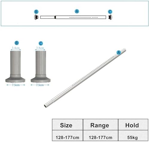 Teleskopstange ohne Bohren von – Ausziehbare Edelstahl Duschvorhangstange für große Fenster und Duschräume (Weiß, 228-2