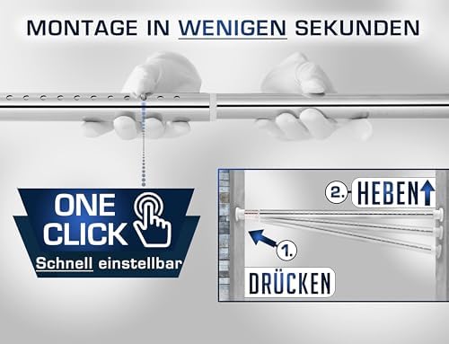 MEISENBERG Gardinenstange ohne Bohren 210-260cm – Robuste Teleskopstange in Matt Schwarz für Vorhänge und Raumteiler